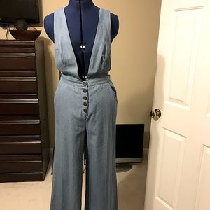 NWT Lush Light Denim Overalls